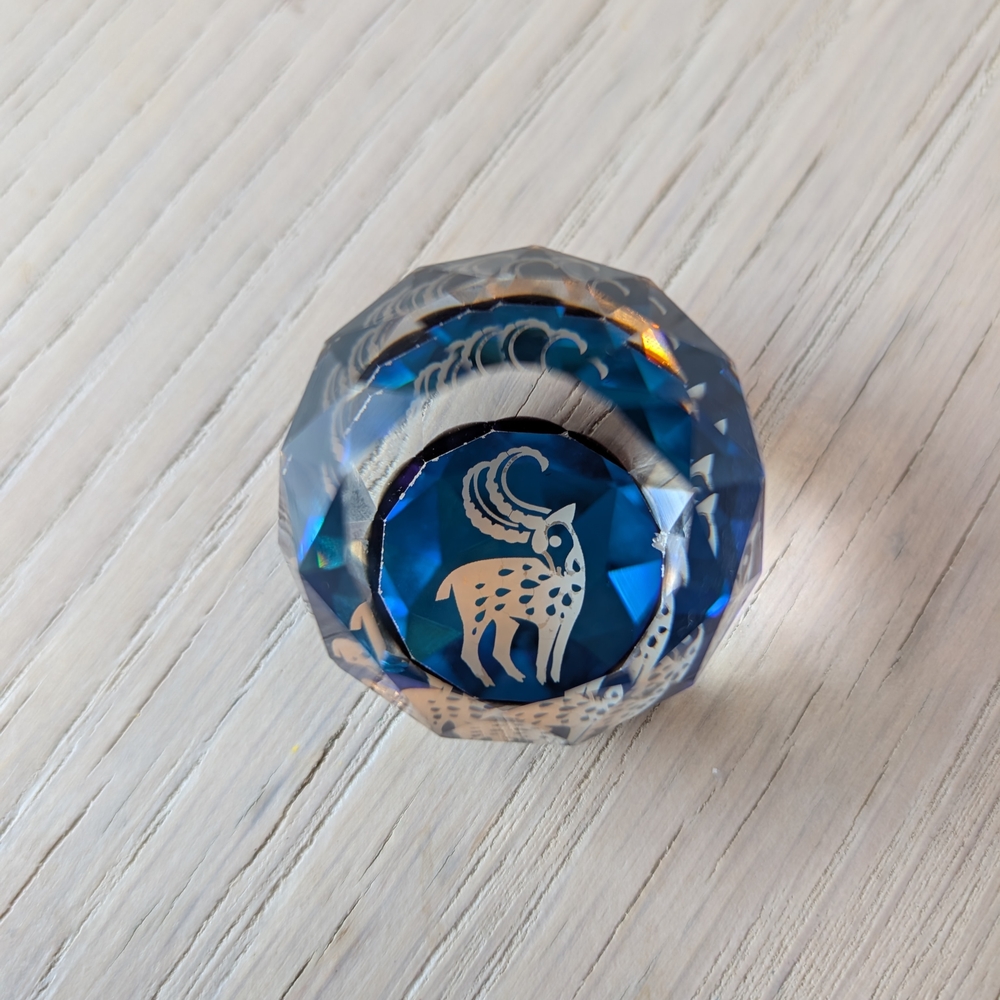 Swarovski Deep Blue Capricorn Glass Art